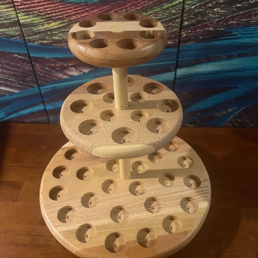 48 Wooden Essential Oil Holder. Hand crafted Organizer Display Stand – Brand New